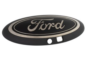 Ford F-150 Lightning Oval Emblem Kit - Front + Rear - Ford Racing - Smoked Chrome with Camera Provision - Black - 2022+